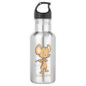 Schattige muis die fluit speelt gepersonaliseerd waterfles  (Voorkant)