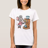 Schattige muis die koffie zet t-shirt (Voorkant)