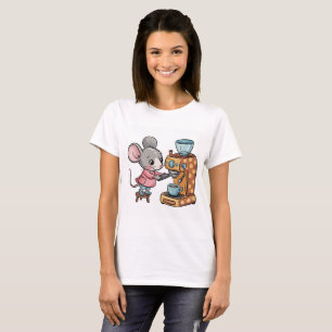 Schattige muis die koffie zet t-shirt