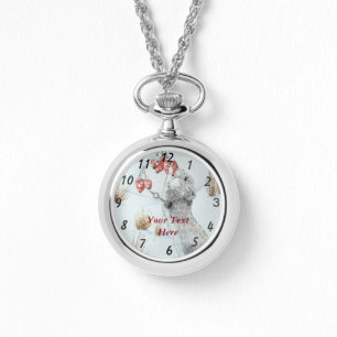 schattige muis en rode bessen sneeuwscène in wild horloge