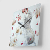 schattige muis en rode bessen sneeuwscène in wild vierkante klok (Hoek)