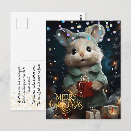 Schattige Muis. Felicitaties.  Ansichtkaart Briefkaart (Voorkant / Achterkant)