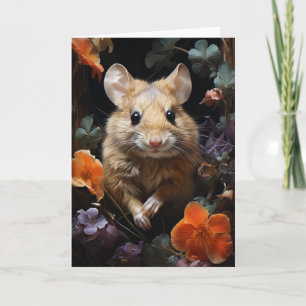 Schattige Muis in de Bloemen Alle Gelegenheden Kaart