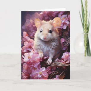 Schattige Muis in de Bloemen Alle Gelegenheden  Kaart