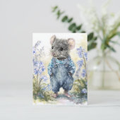 Schattige muis in denim briefkaart (Staand voorkant)