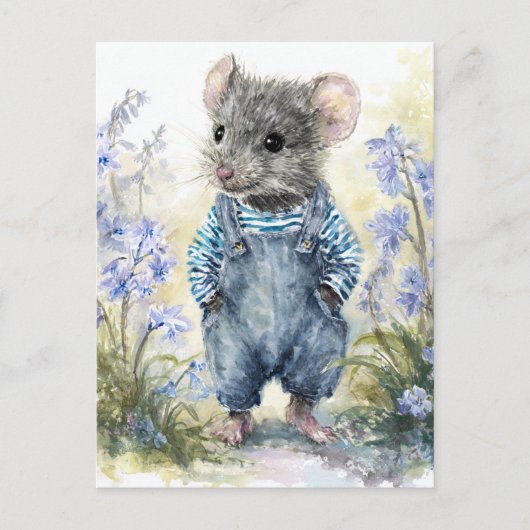 Schattige muis in denim briefkaart (Voorkant)