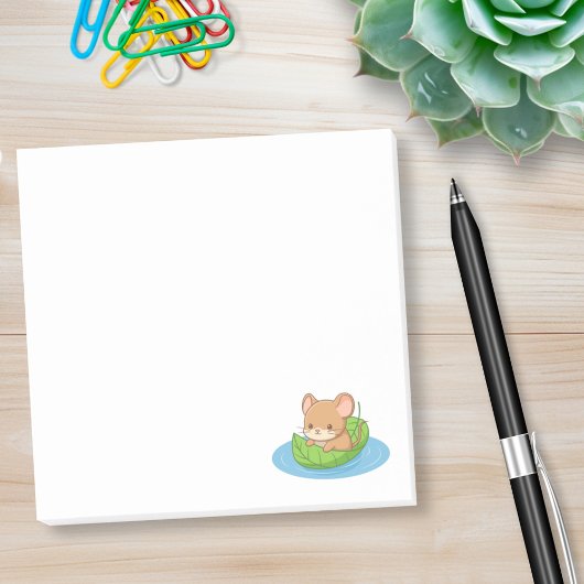 Schattige Muis in een Blad Boot Post-it® Notes