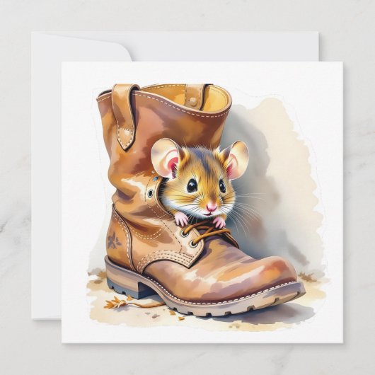 Schattige Muis in een Laars Kaart (Voorkant)
