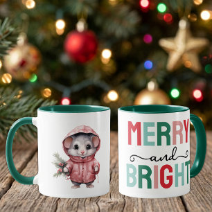 Schattige muis kerstmis vrolijk en helder mok