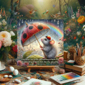 Schattige Muis Lieveheersbeestje Waterverf Regenbo Feestdagenkaart