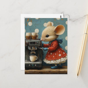Schattige Muis Maakt Koffie Briefkaart