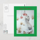 schattige muis met bessen sneeuwen briefkaart (Voorkant / Achterkant)