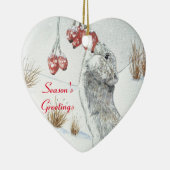 schattige muis met bessen sneeuwen keramisch ornament (Rechts)