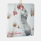 schattige muis met bessen sneeuwen keramisch ornament (Rechts)
