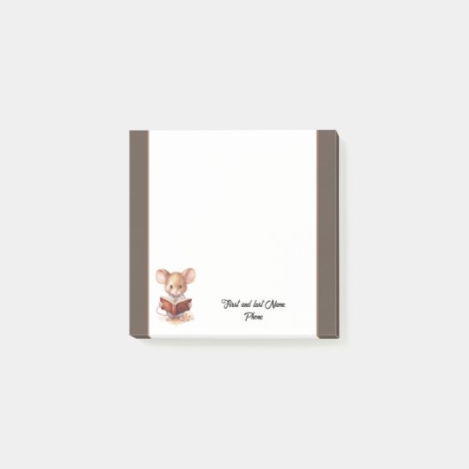 Schattige muis met boek post-it® notes (Voorkant)