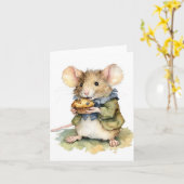 Schattige muis met een muffin alle gelegenheden kaart (Gele Bloem)