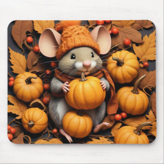 Schattige muis met herfstpompoenen Muismat