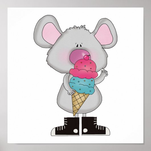 schattige muis met ijsje poster (Voorkant)