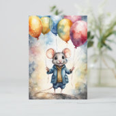 Schattige muis met kleurrijke ballonnen, aangepast kaart (Staand voorkant)