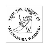 Schattige Muis op Kaas Glijbaan Bibliotheek Naam I Zelfinktende Stempel (Design)