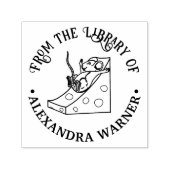 Schattige Muis op Zwitserse Kaas Glijbaan Biblioth Zelfinktende Stempel (Design)