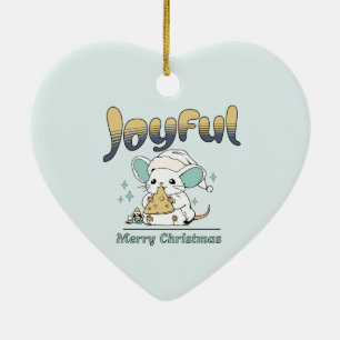 Schattige Muis Prettig Kerstfeest Keramisch Ornament