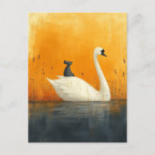 Schattige muis rijdt op een zwaan briefkaart (Voorkant)