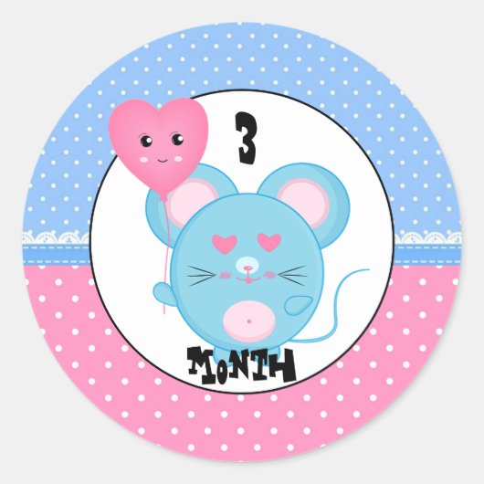 Schattige Muis Ronde Sticker (Voorkant)