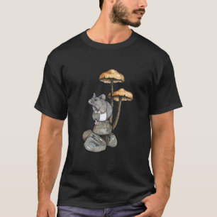 Schattige muis staand op rotsen, met paddenstoelen t-shirt