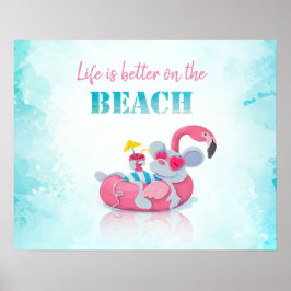 Schattige Muis Stijlvol Strand Poster