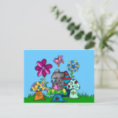 Schattige muis tussen de paddenstoelen briefkaart (Staand voorkant)