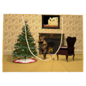 Schattige muis versiert een kerstboom groot cadeauzakje (Achterkant)