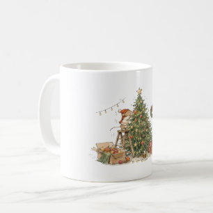 Schattige Muis Versiert Kerstboom voor Dierenliefh Koffiemok