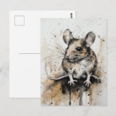 Schattige Muis Waterverf Art Briefkaart – Natuur W (Voorkant / Achterkant)