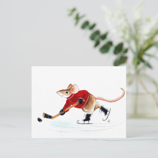 Schattige muishockey ellebogen omhoog! briefkaart (Staand voorkant)