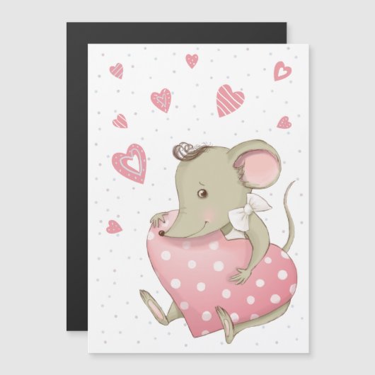 Schattige muisje met roze hartjes (Voorkant / Achterkant)