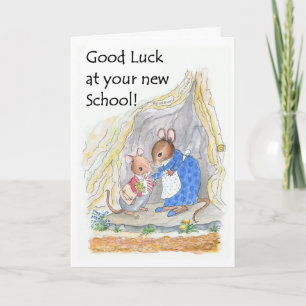 Schattige Muisje Succes Nieuwe School Kaart
