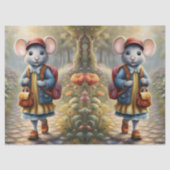 Schattige muismeisje op weg naar school tissuepapier (Voorkant)