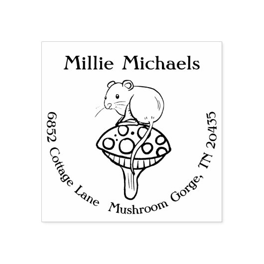 Schattige Muispaddenstoel retouradres Rubberstempel (Afrduk)