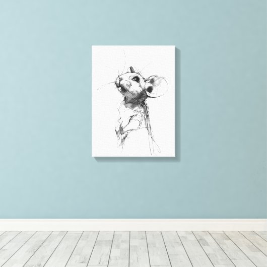 Schattige muisportret canvas afdruk (Insitu (Houten vloer))