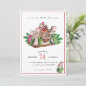 Schattige Muizen | Kerst Uitnodiging Feestje (Staand voorkant)