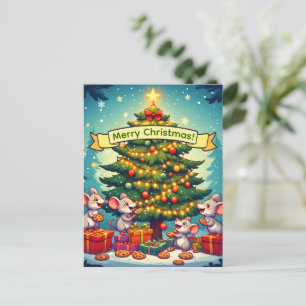 Schattige Muizen Koekjes Kerstboom Feestelijk Opge Briefkaart