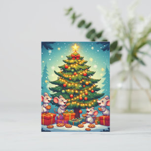 Schattige Muizen Koekjes Kerstboom Feestelijk Opge Briefkaart