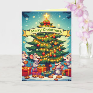 Schattige Muizen Koekjes Kerstboom Feestelijk Opge Kaart