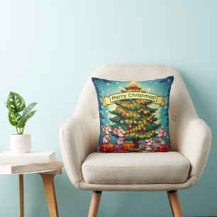 Schattige Muizen Koekjes Kerstboom Feestelijk Opge Kussen