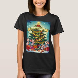 Schattige Muizen Koekjes Kerstboom Vrolijk Feestel T-shirt