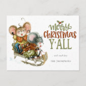 Schattige muizen sleeën vrolijk kerstfeest allemaa briefkaart (Voorkant)