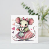 Schattige Muizen Whimsical Moederdag Moeder en Kin Kaart (Staand voorkant)
