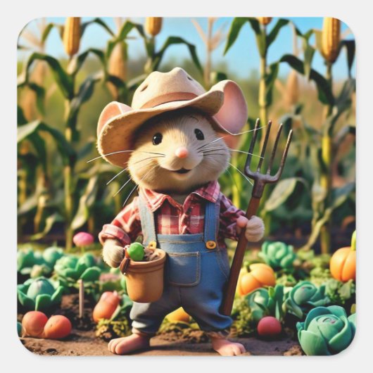 Schattige muizenboer in de tuin Sticker (Voorkant)