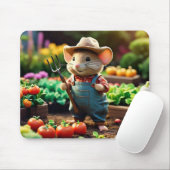 Schattige Muizenboer in Tuin met Groenten Muismat (Met muis)